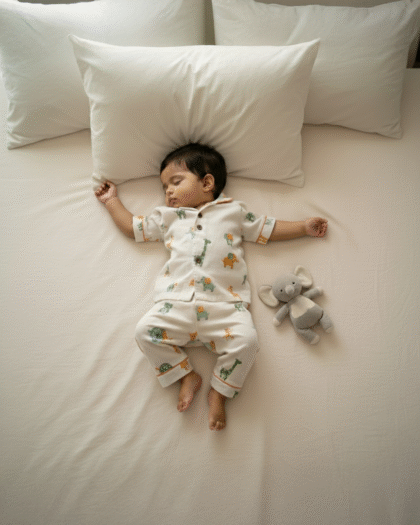 🐾 MIAAME BULOO – White Animal Print Baby Pajama Set