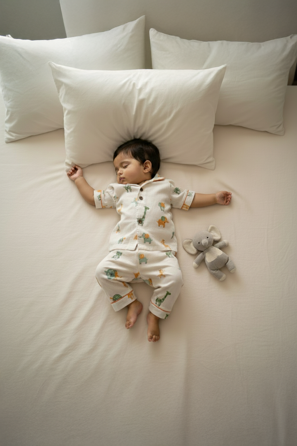 🐾 MIAAME BULOO – White Animal Print Baby Pajama Set