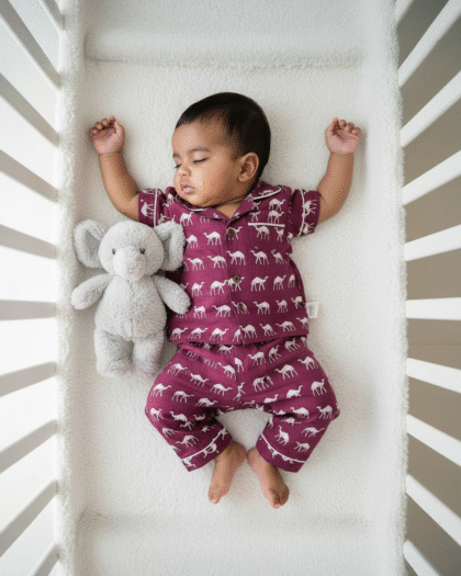 🦒 MIAAME BULOO - The Maroon Giraffe Pajama Set