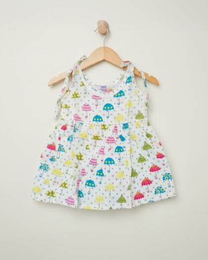 ☔ MIAAME BULOO – Rainbow Umbrella Newborn Cotton Frock