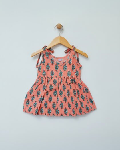 🍑 MIAAME BULOO – Peach Blossom Newborn Cotton Frock