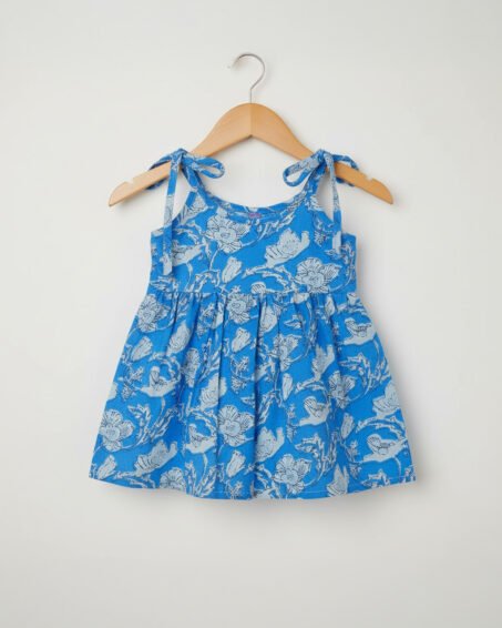 🔵 MIAAME BULOO – Blue Blossom Newborn Cotton Frock