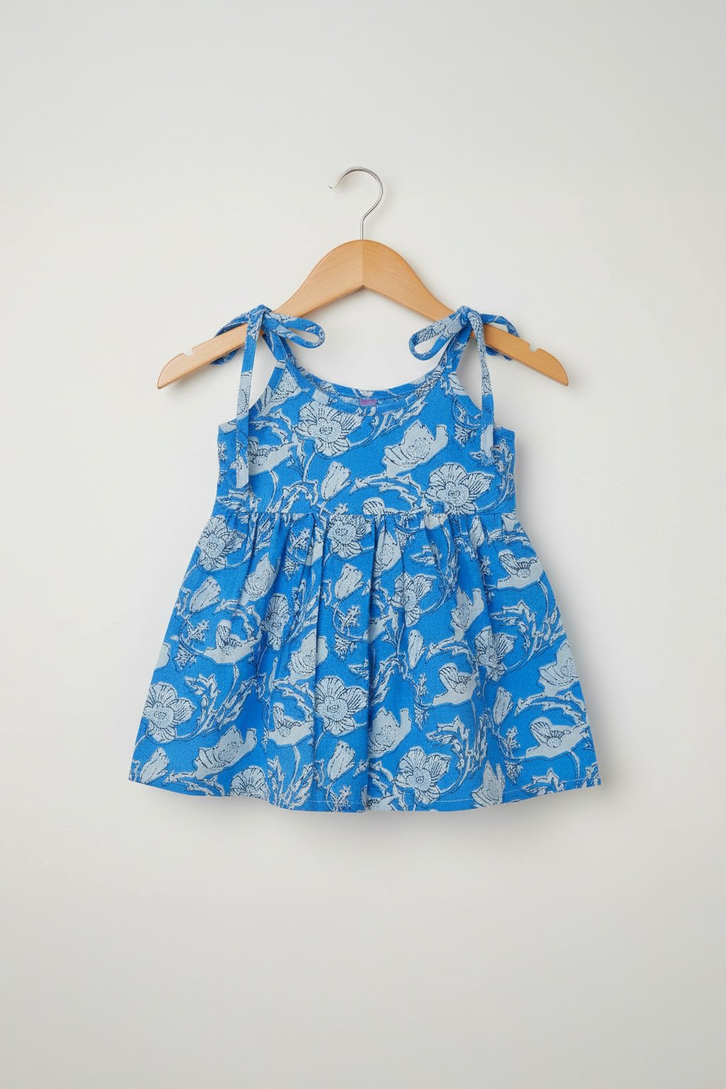 🔵 MIAAME BULOO – Blue Blossom Newborn Cotton Frock