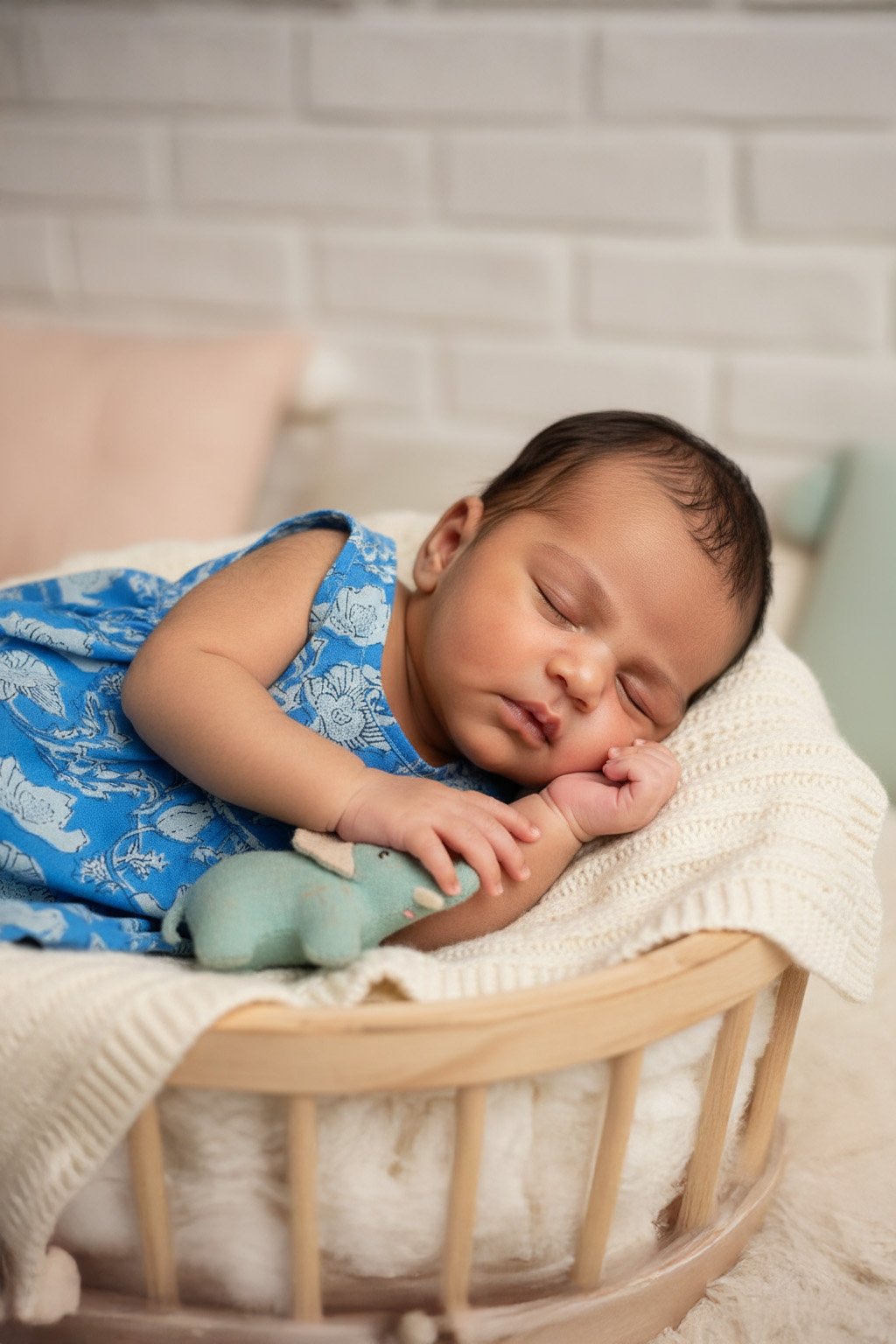 🔵 MIAAME BULOO – Blue Blossom Newborn Cotton Frock - Image 4