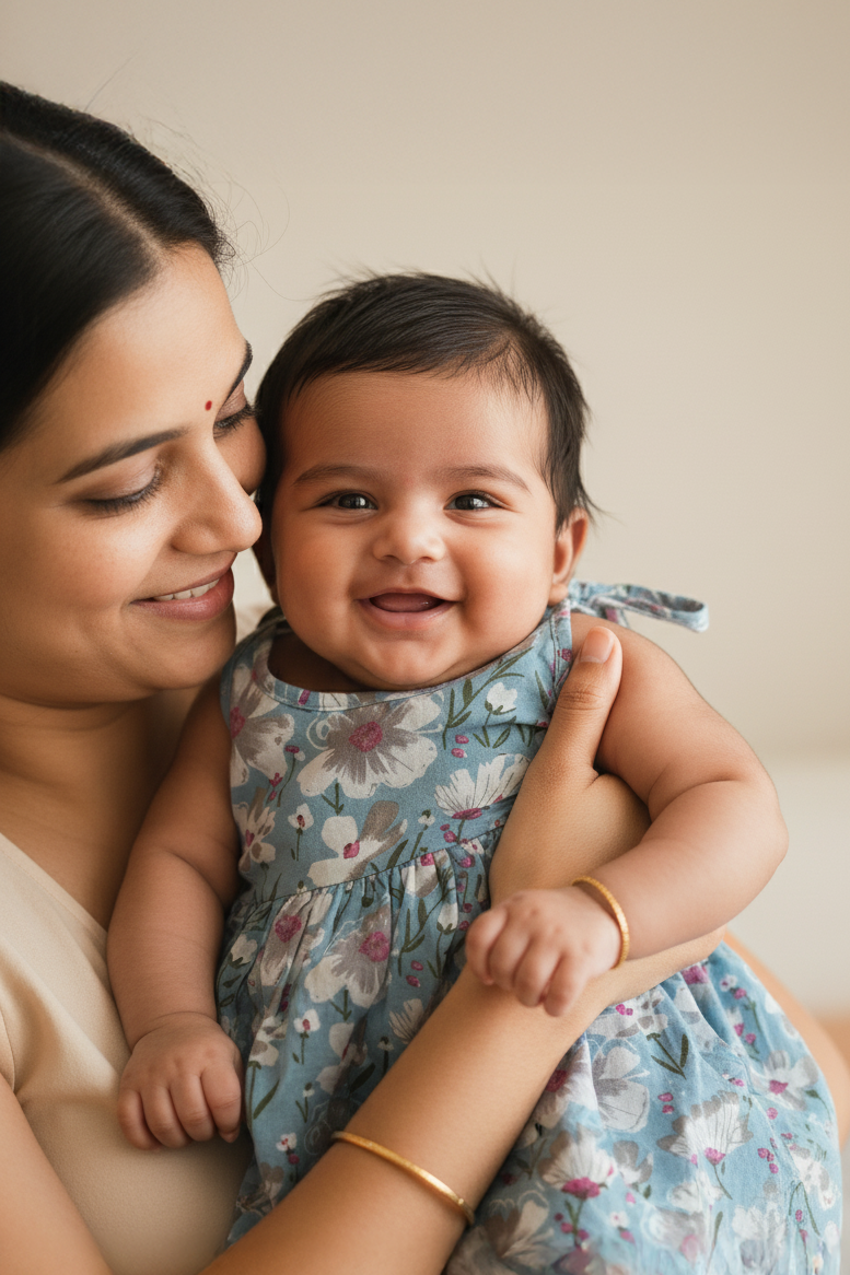 💎 MIAAME BULOO – Blue Meadow Newborn Cotton Frock - Image 3