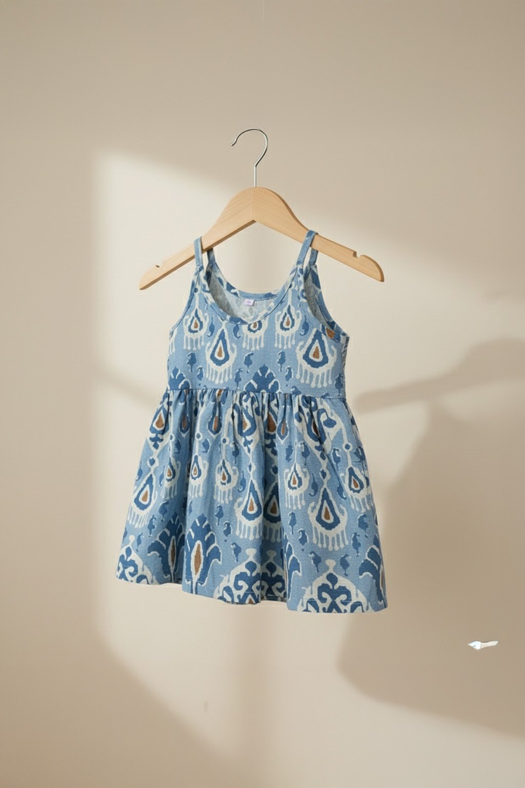💙 MIAAME BULOO – Indigo Ikat Newborn Cotton Frock