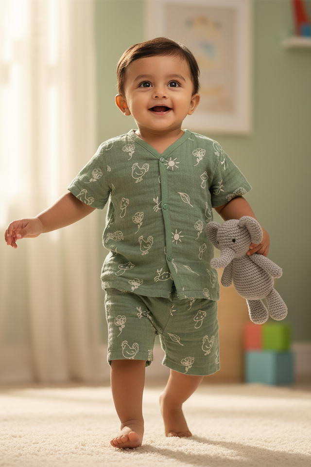 🌱 MIAAME BUBBLELU – Sage Blossom Co-ord Set