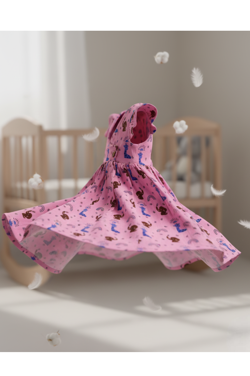 🍓 MIAAME BUBBLELU – Pink Safari Dreams Baby Frock - Image 2