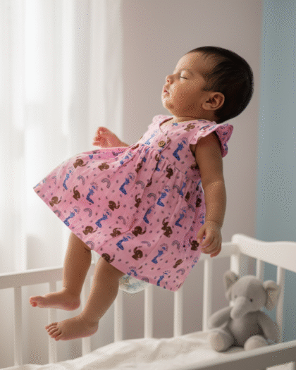 🍓 MIAAME BUBBLELU – Pink Safari Dreams Baby Frock