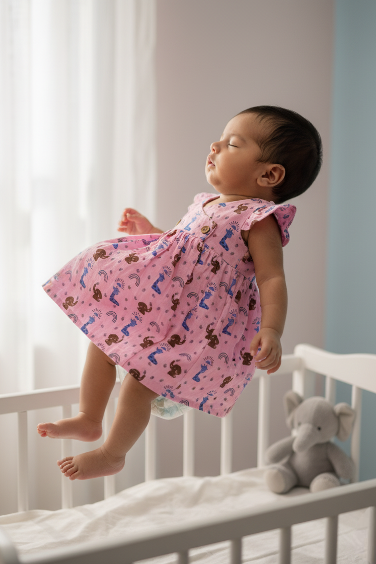 🍓 MIAAME BUBBLELU – Pink Safari Dreams Baby Frock