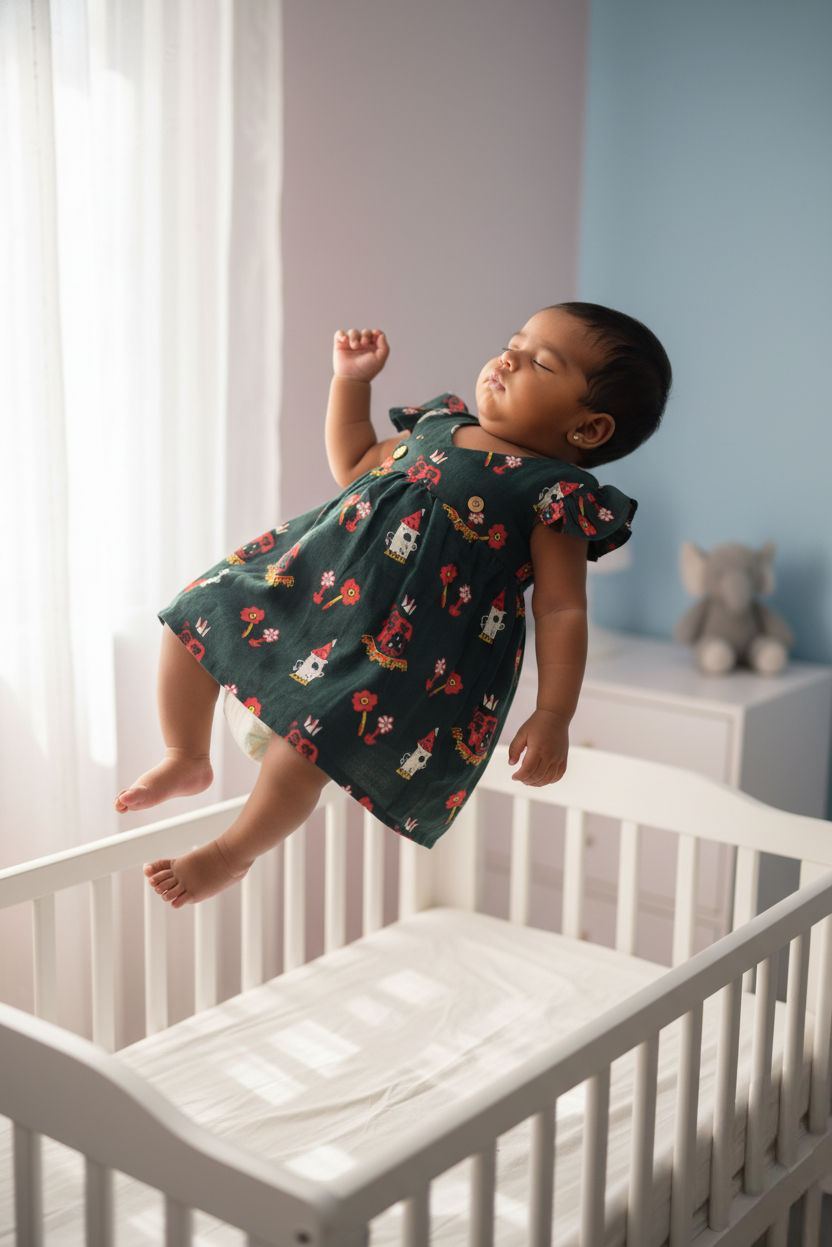 🌺 MIAAME BUBBLELU – Forest Night Fairy Baby Frock