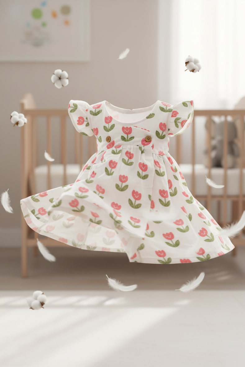 🌷 MIAAME BUBBLELU – Tulip Garden Breeze Baby Frock - Image 2