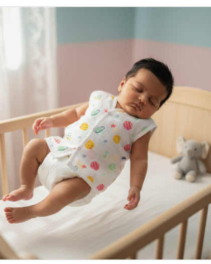 🪐 MIAAME BUBBLELU – Cosmic Cuddles Newborn V-Neck Cotton Jabla