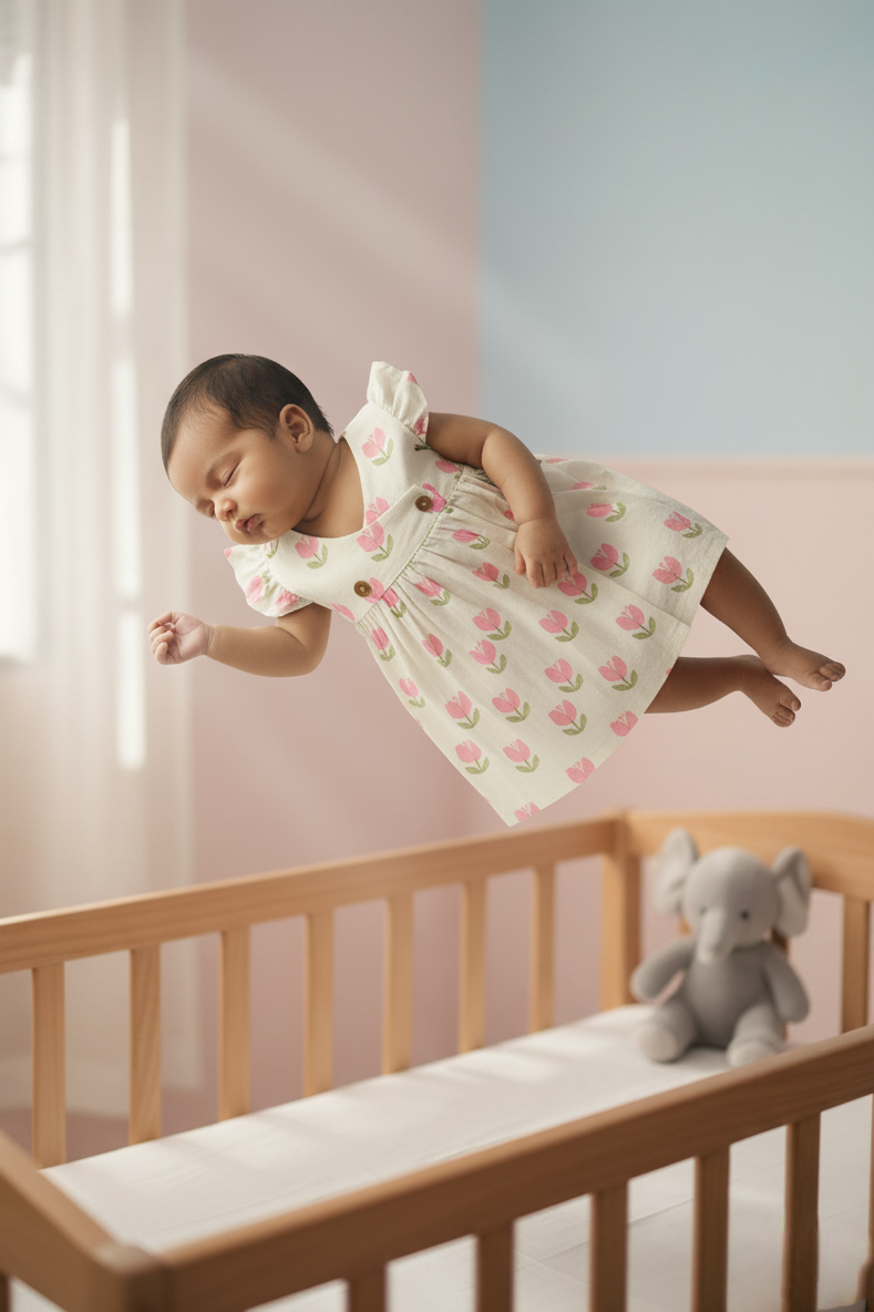 🌷 MIAAME BUBBLELU – Tulip Garden Breeze Baby Frock