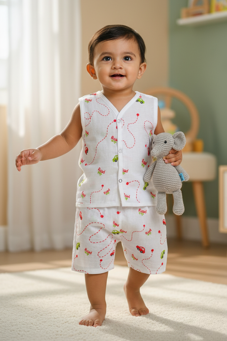 🚗 MIAAME BUBBLELU – Tiny Track Racer Sleeveless Set