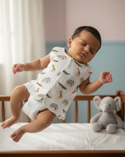 🐘 MIAAME BUBBLELU – Safari Snuggle Newborn Round-Neck Cotton Jabla