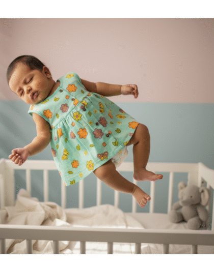 🌈 MIAAME BUBBLELU – Rainbow Sky Breeze Baby Frock