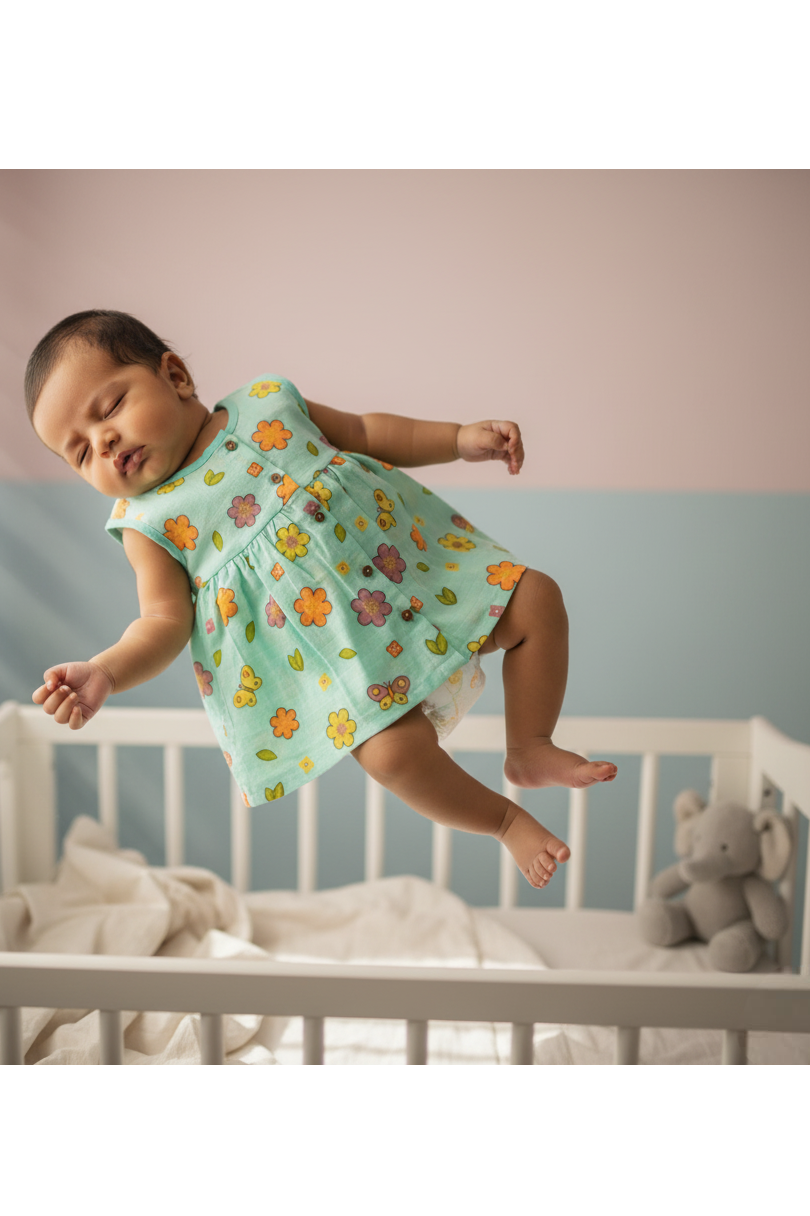🌈 MIAAME BUBBLELU – Rainbow Sky Breeze Baby Frock