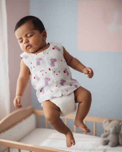 🦒 MIAAME BUBBLELU – Gentle Giraffe Newborn Round-Neck Cotton Jabla