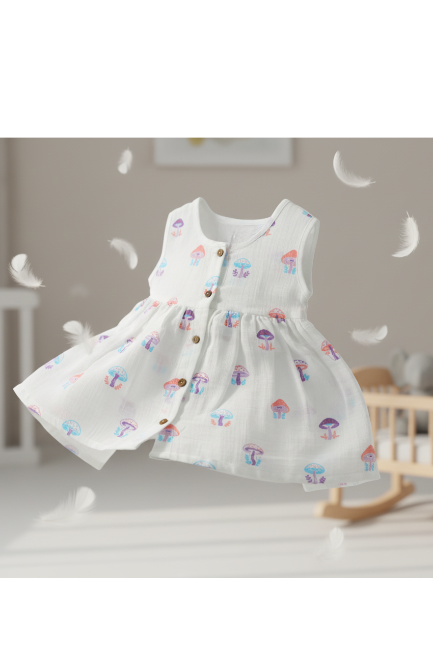 🦉 MIAAME BUBBLELU – Owl Forest Dream Baby Frock - Image 2