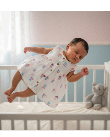 🦉 MIAAME BUBBLELU – Owl Forest Dream Baby Frock