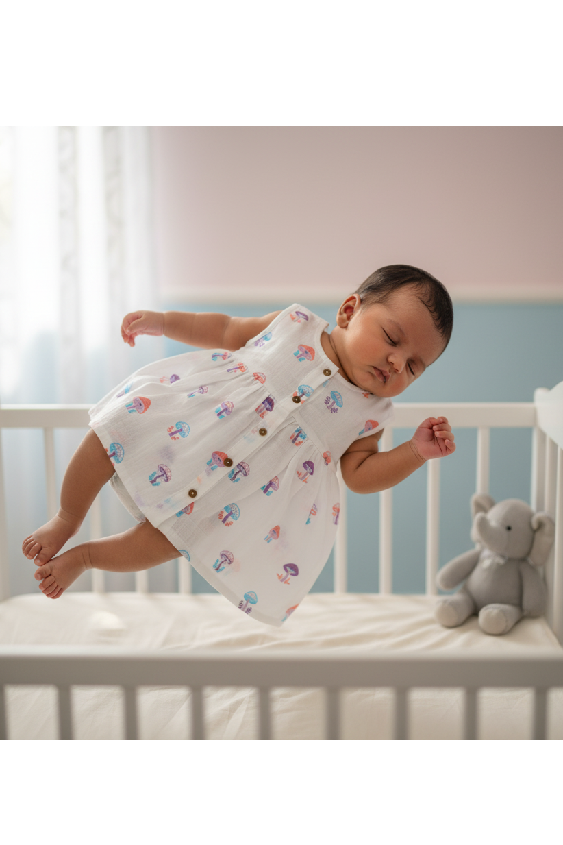 🦉 MIAAME BUBBLELU – Owl Forest Dream Baby Frock