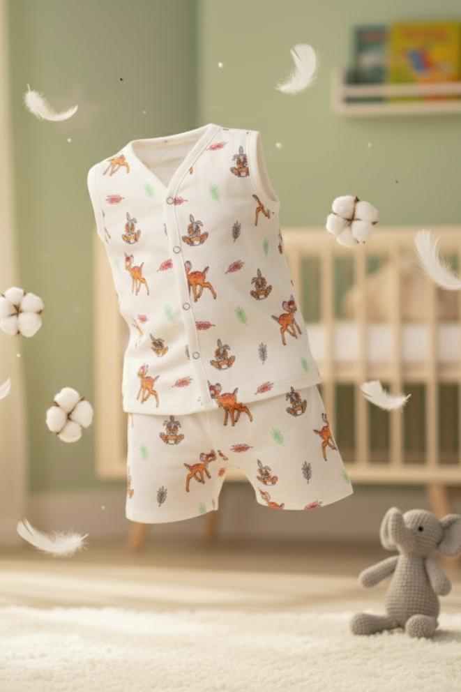 🦌 MIAAME BUBBLELU – Cream Forest Deer Co-ord Set - Image 2