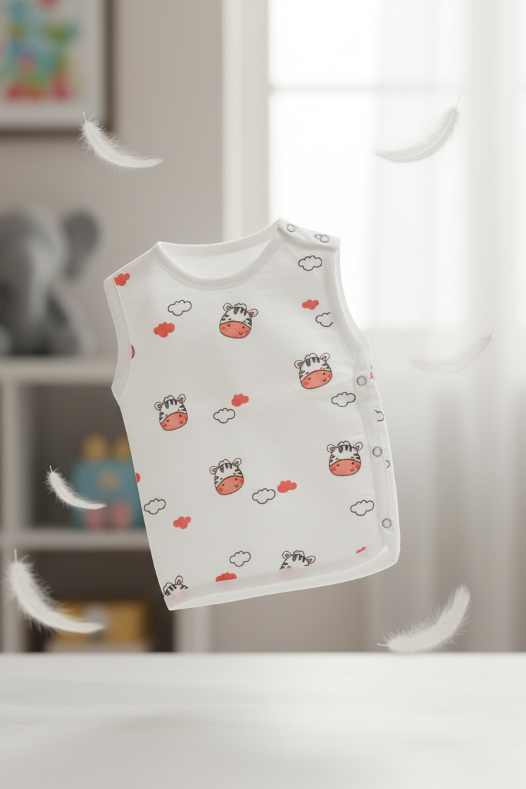 🦓 MIAAME BUBBLELU – Tiny Zebra Clouds Newborn Cotton Jabla - Image 2