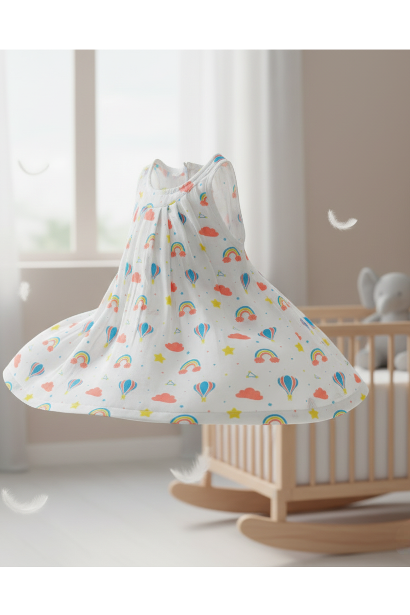 🌈 MIAAME BUBBLELU – Rainbow Skies Baby Sleeveless Frock - Image 2