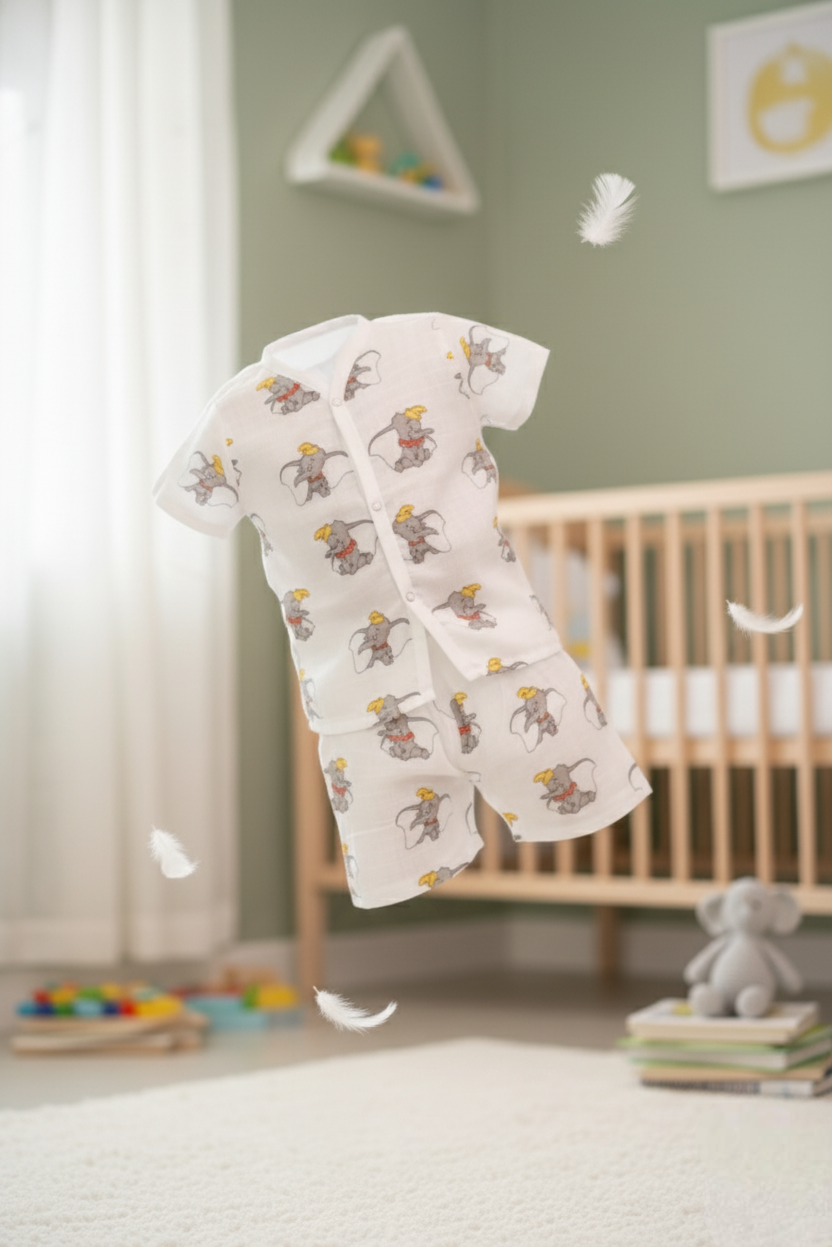 🐘 MIAAME BUBBLELU – White Flying Elephant Co-ord Set - Image 2