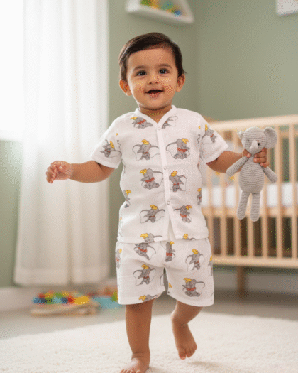 🐘 MIAAME BUBBLELU – White Flying Elephant Co-ord Set