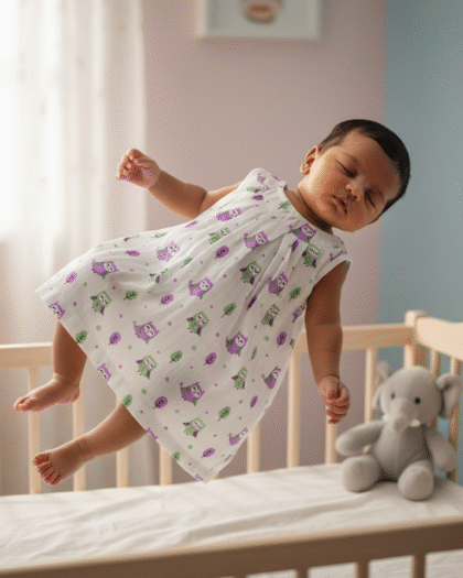 🦉 MIAAME BUBBLELU – Owl Garden Sleeveless Baby Frock