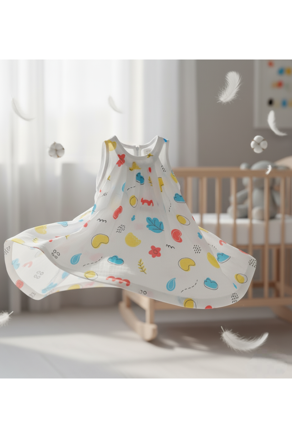 🍃 MIAAME BUBBLELU – Nature Scribbles Sleeveless Frock - Image 2