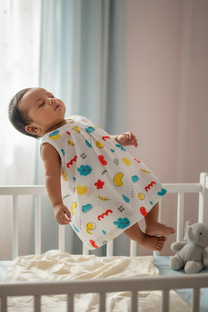 🍃 MIAAME BUBBLELU – Nature Scribbles Sleeveless Frock