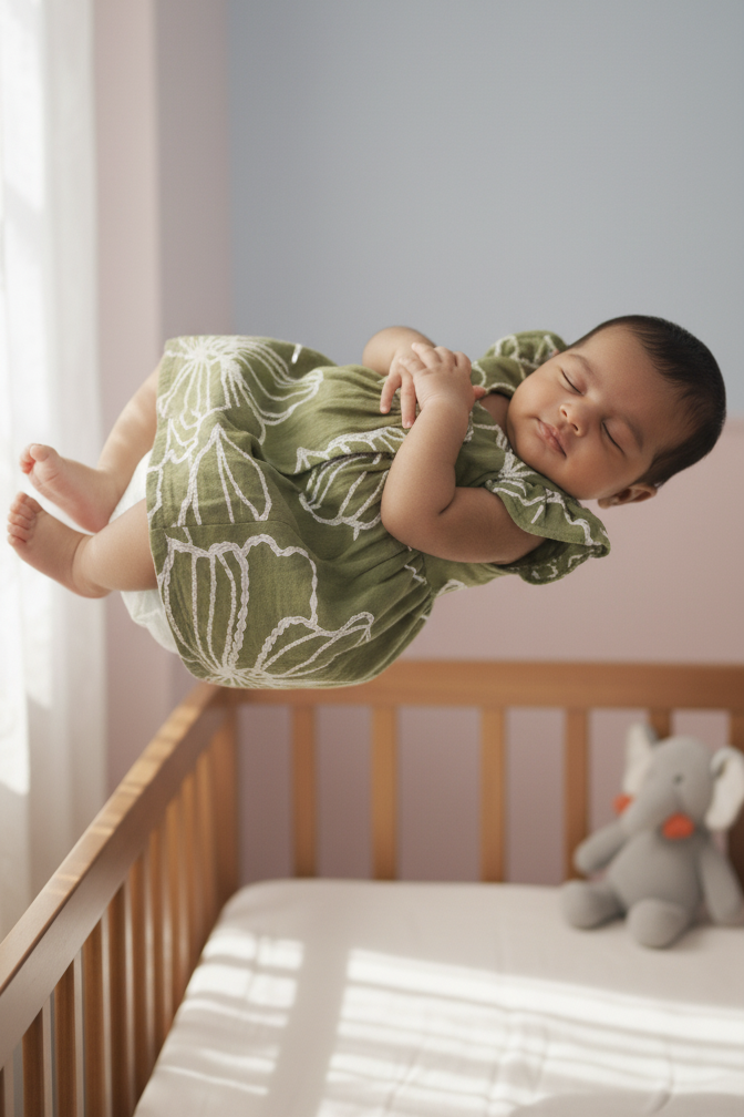 🌿 MIAAME BUBBLELU – Olive Leaf Wrap Frock