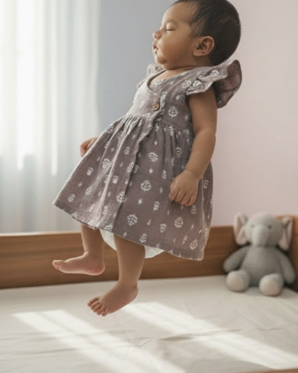 ☕ MIAAME BUBBLELU – Cocoa Blossom Baby Frock