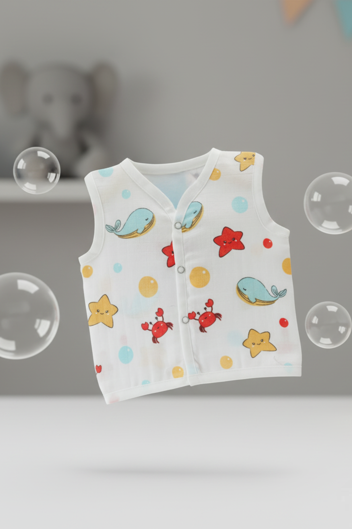 🐳 MIAAME BUBBLELU – Ocean Friends Newborn Cotton Jabla - Image 2