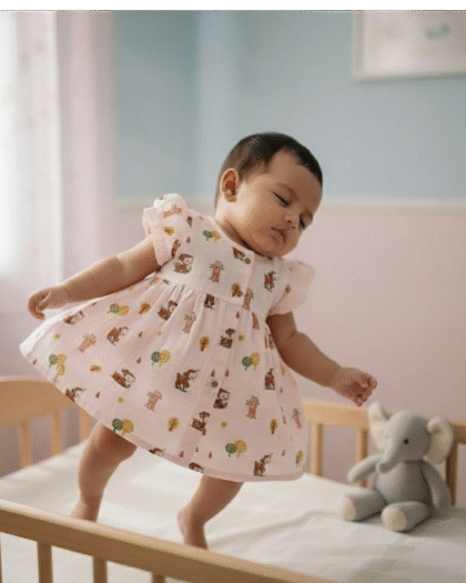 🌸 MIAAME BUBBLELU – Blossom Meadow Baby Frock