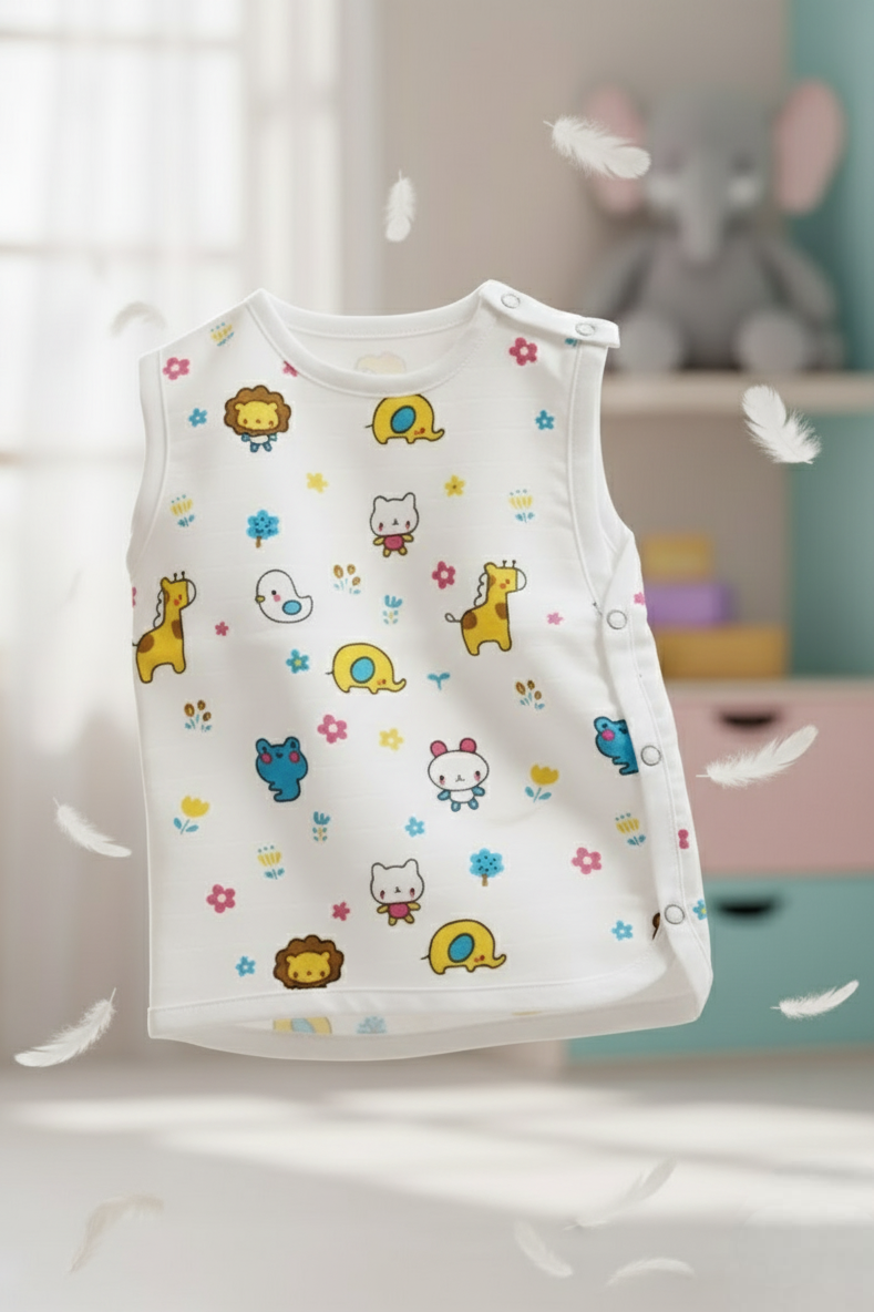 🦁 MIAAME BUBBLELU – Jungle Joy Friends Newborn Cotton Jabla - Image 2