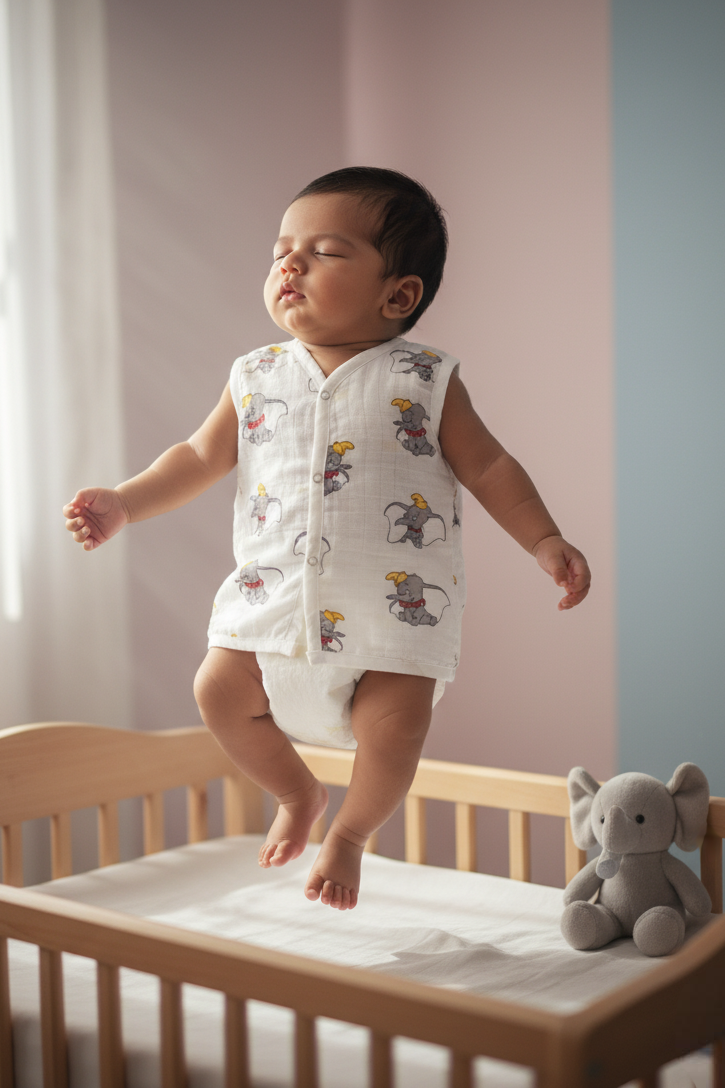🐘 MIAAME BUBBLELU – Little Jumbo Newborn Cotton Jabla