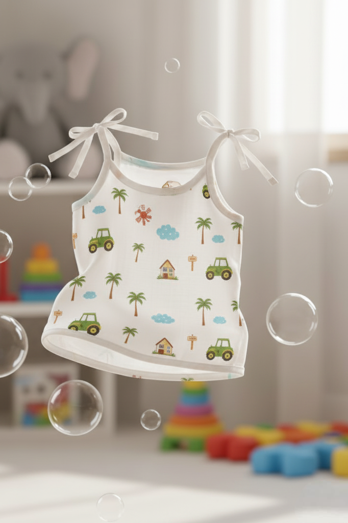 🚜 MIAAME BUBBLELU – Little Tractor Newborn Cotton Jabla - Image 2