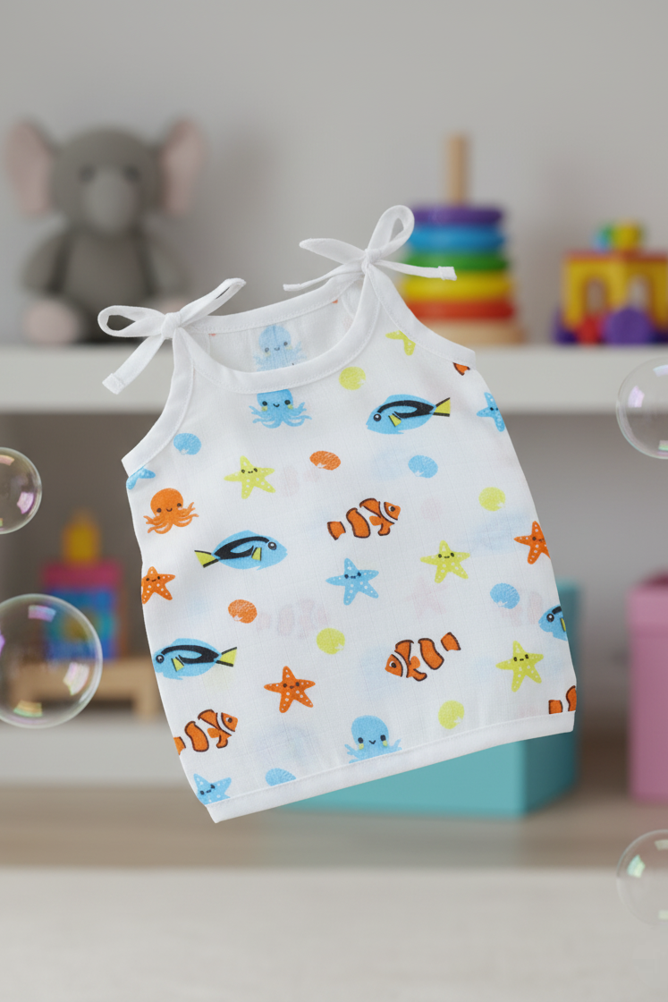 🐠 MIAAME BUBBLELU – Ocean Friends Newborn Cotton Jabla - Image 2