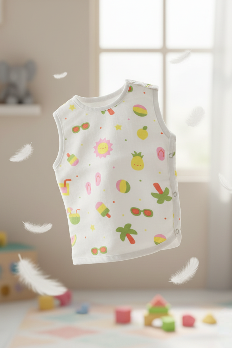🌞 MIAAME BUBBLELU – Sunny Holiday Newborn Cotton Jabla - Image 2