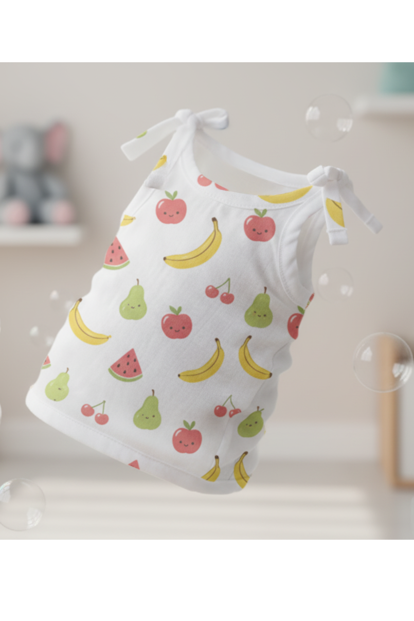 🍓 MIAAME BUBBLELU – Fruity Smile Newborn Cotton Jabla - Image 2