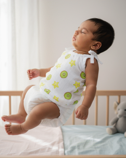 🥝 MIAAME BUBBLELU – Kiwi Pop Fresh Newborn Cotton Jabla