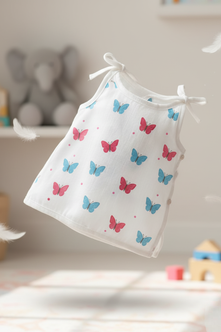 🦋 MIAAME BUBBLELU – Colofull Butterfly Newborn Cotton Jabla - Image 2