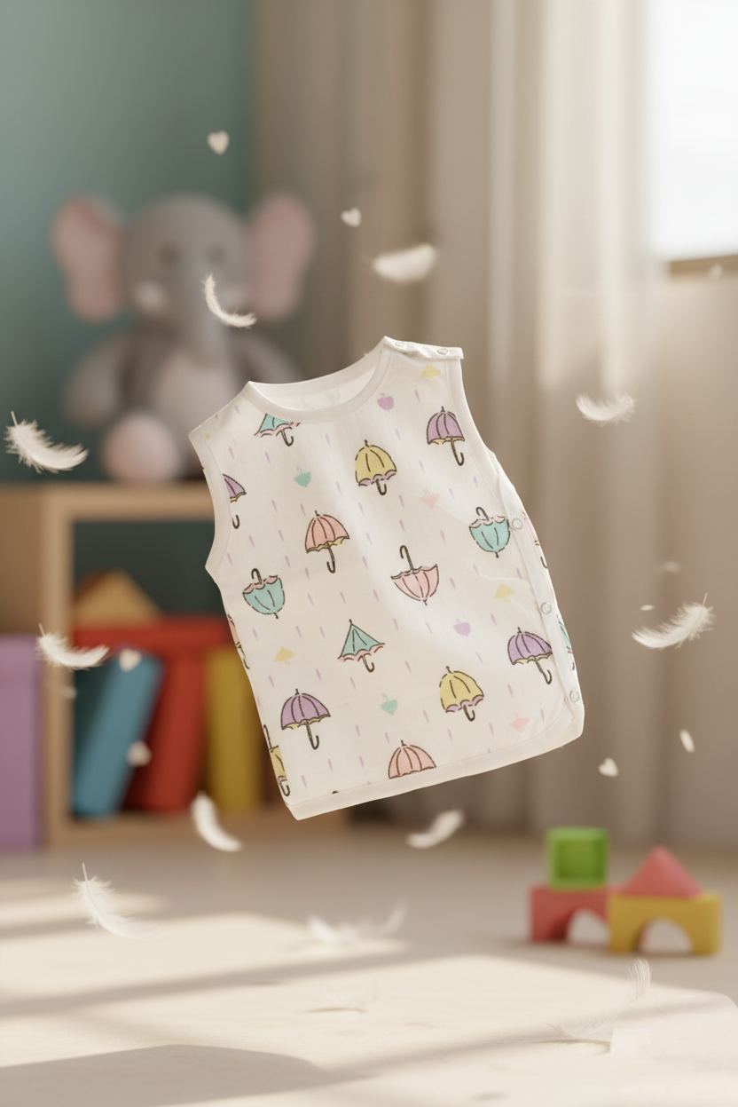 ☔ MIAAME BUBBLELU – Rainbow Umbrella Newborn Cotton Jabla - Image 2