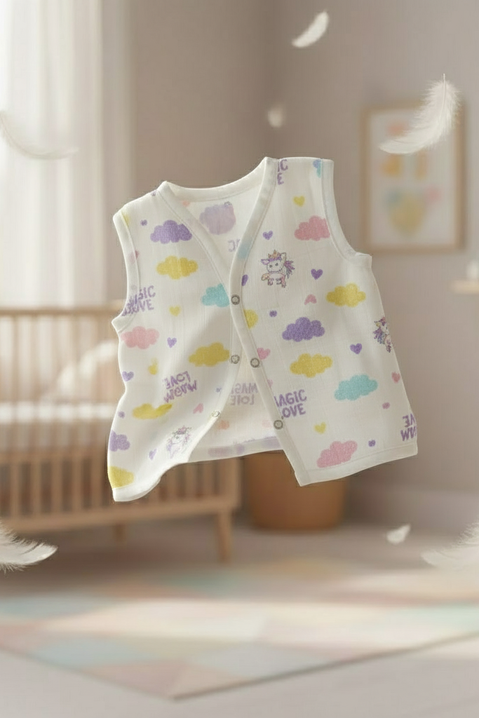 ☁️ MIAAME BUBBLELU – Magic Cloud Newborn V-Neck Cotton Jabla - Image 2