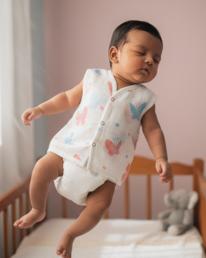 🦋 MIAAME BUBBLELU – Pastel Wings Newborn V-Neck Cotton Jabla