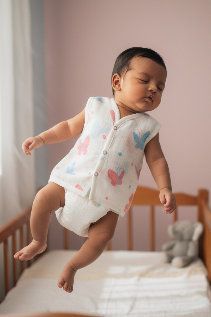 🦋 MIAAME BUBBLELU – Pastel Wings Newborn V-Neck Cotton Jabla